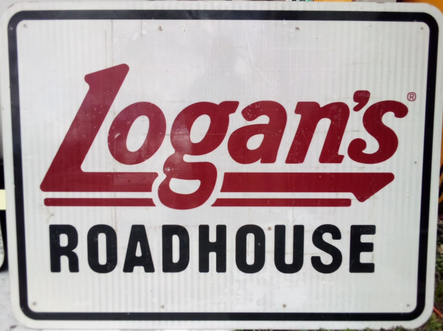 AUTHENTIC RETIRED ADVERTISING HWY EXIT SIGN LOGANS STEAK QT QWIK TRIP 48X36 A62