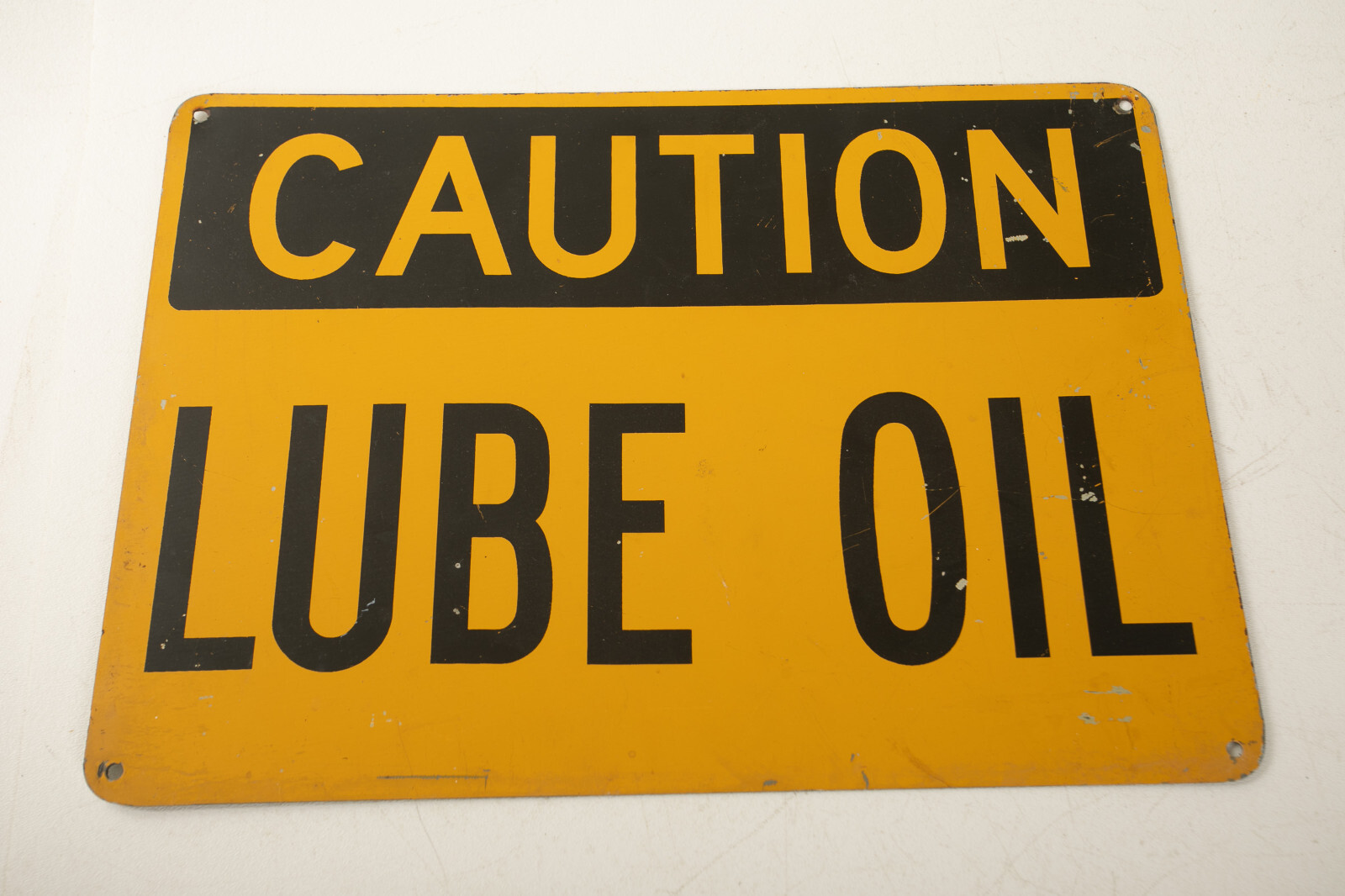 Caution Lube Oil Sign (N4R) Yellow Black Steel (JSF6) 14×10 Painted Shop Station