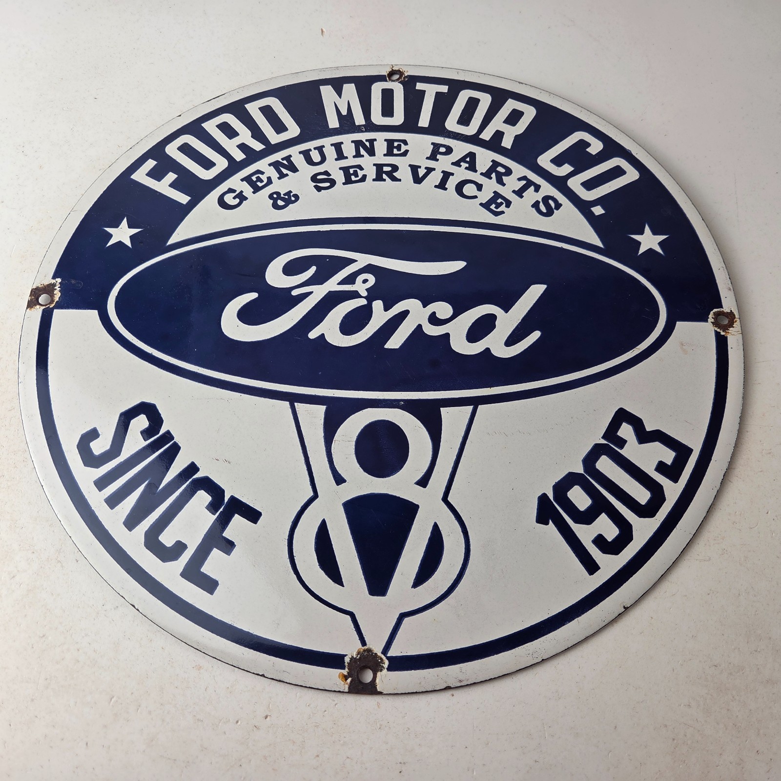 Two Vintage Ford Motors Service Dealership Porcelain Signs