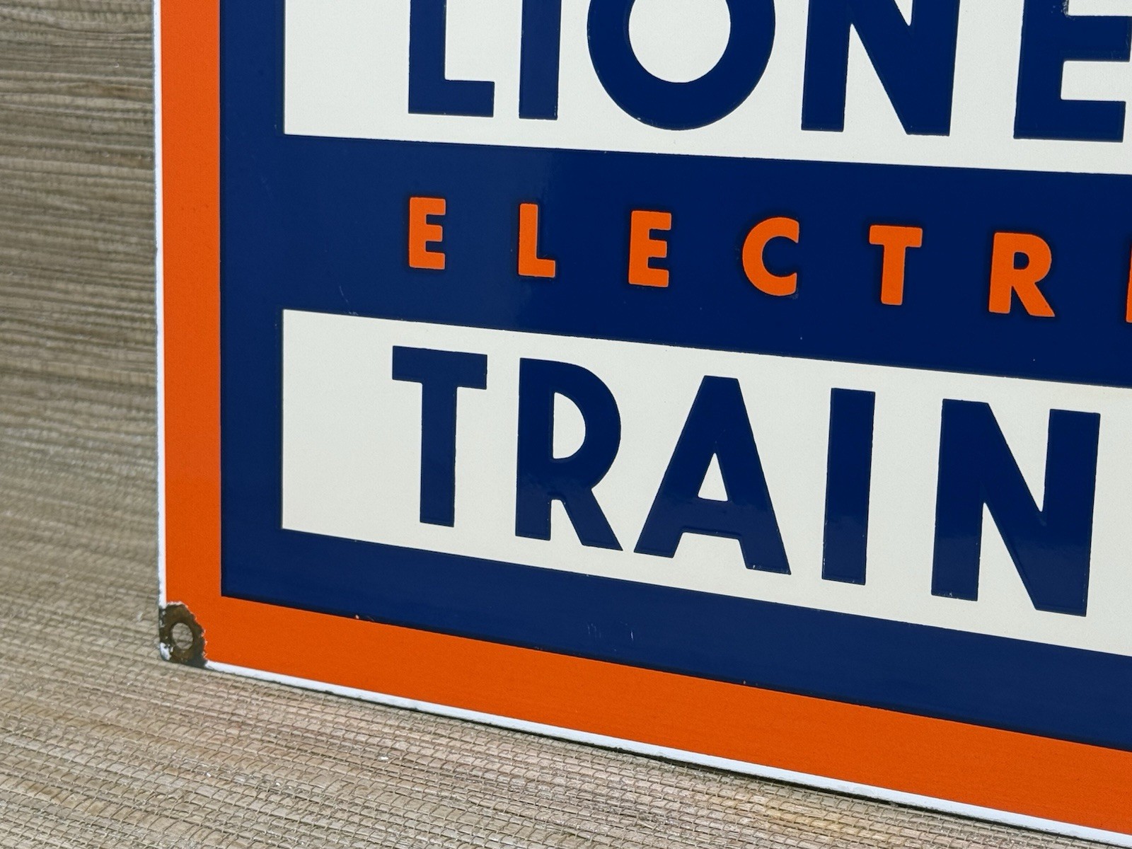 VINTAGE LIONELL ELECTRIC TRAINS PORCELAIN SIGN GAS STATION MOTOR OIL RAIL ROAD