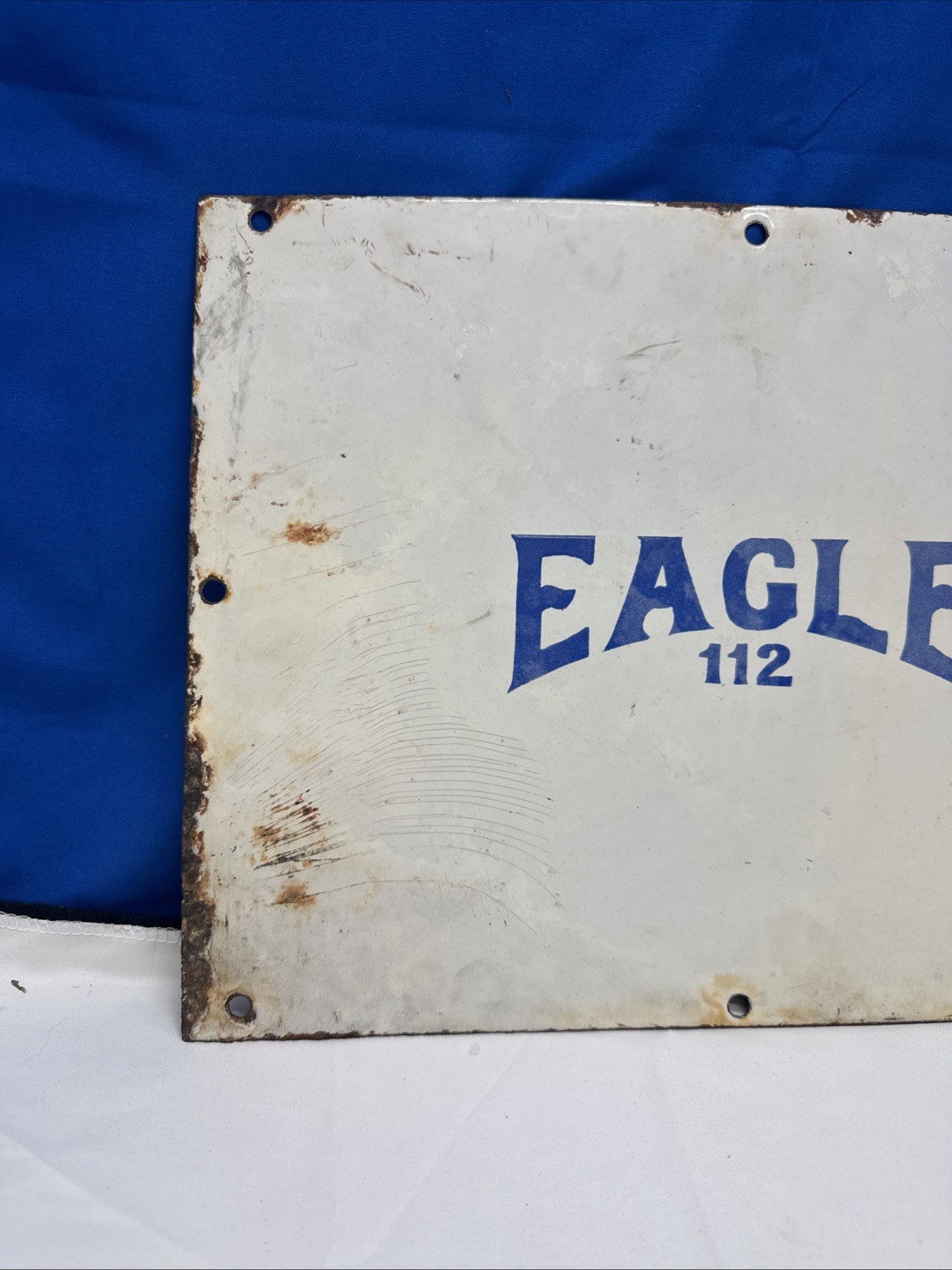 Porcelain Eagle 112 Small Pump Plate Sized Sign Advertising B3A