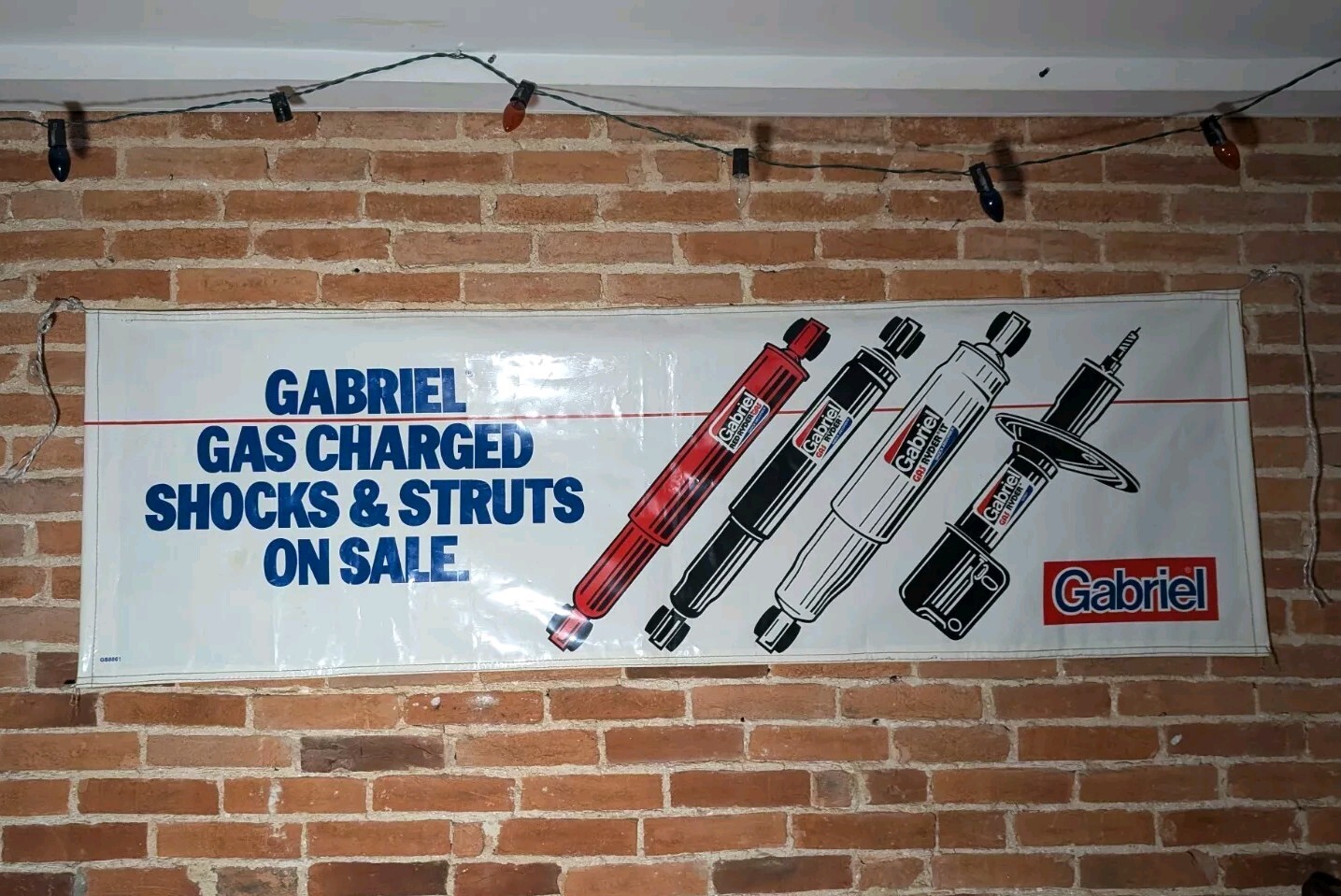 Vtg GABRIEL SHOCK & STRUTS Advertising Automotive Shop Garage Store Banner Large