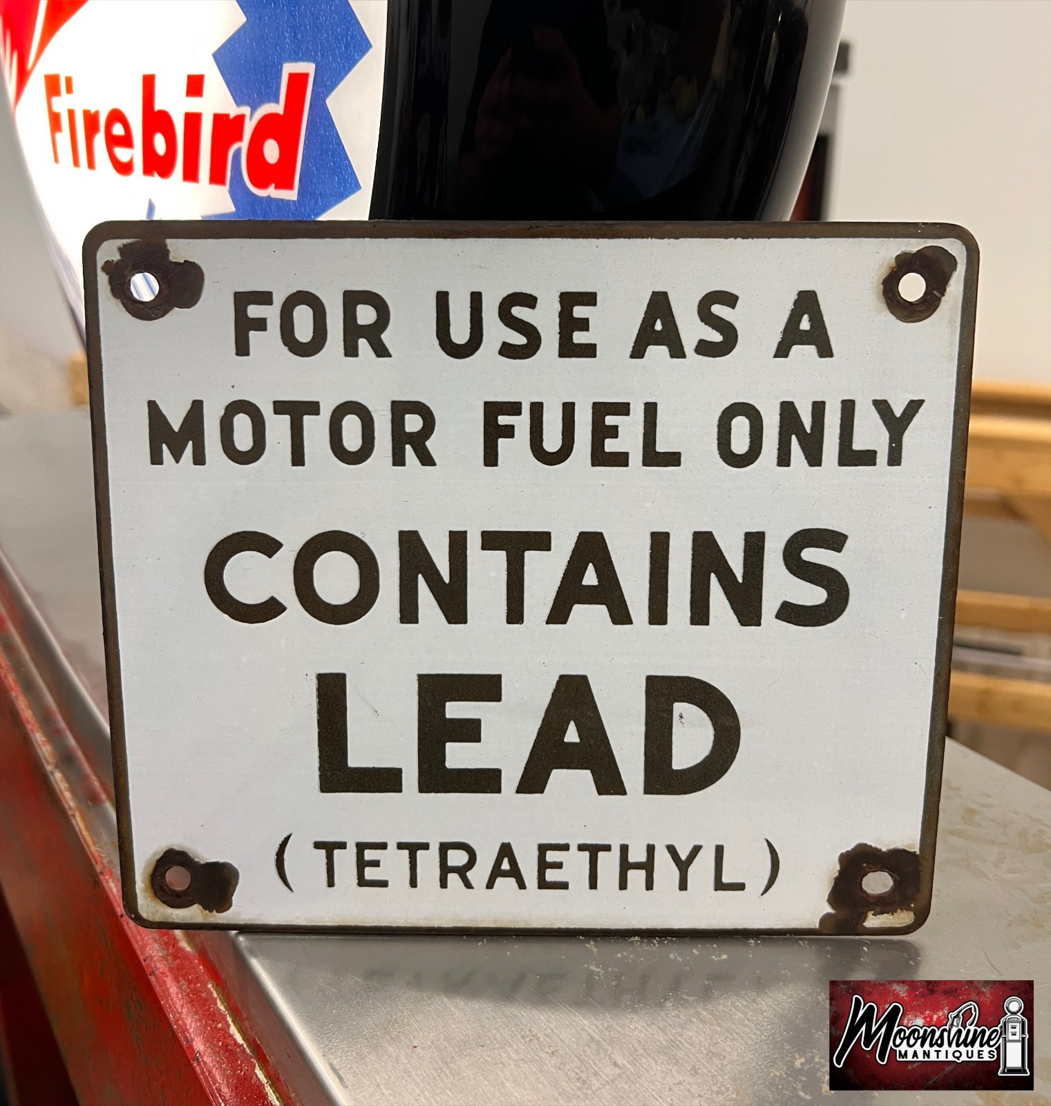 Original 1940’s CONTAINS LEAD Porcelain Gas Pump Sign – Gas & Oil