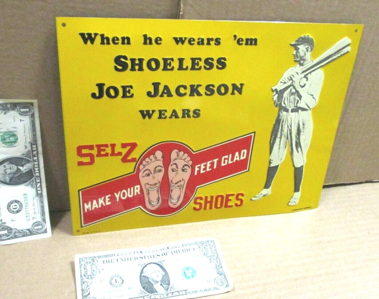 SELZ SHOES – BASEBALL PLAYER When Shoeless Joe Jackson Wears ‘em-MAKES FEET GLAD