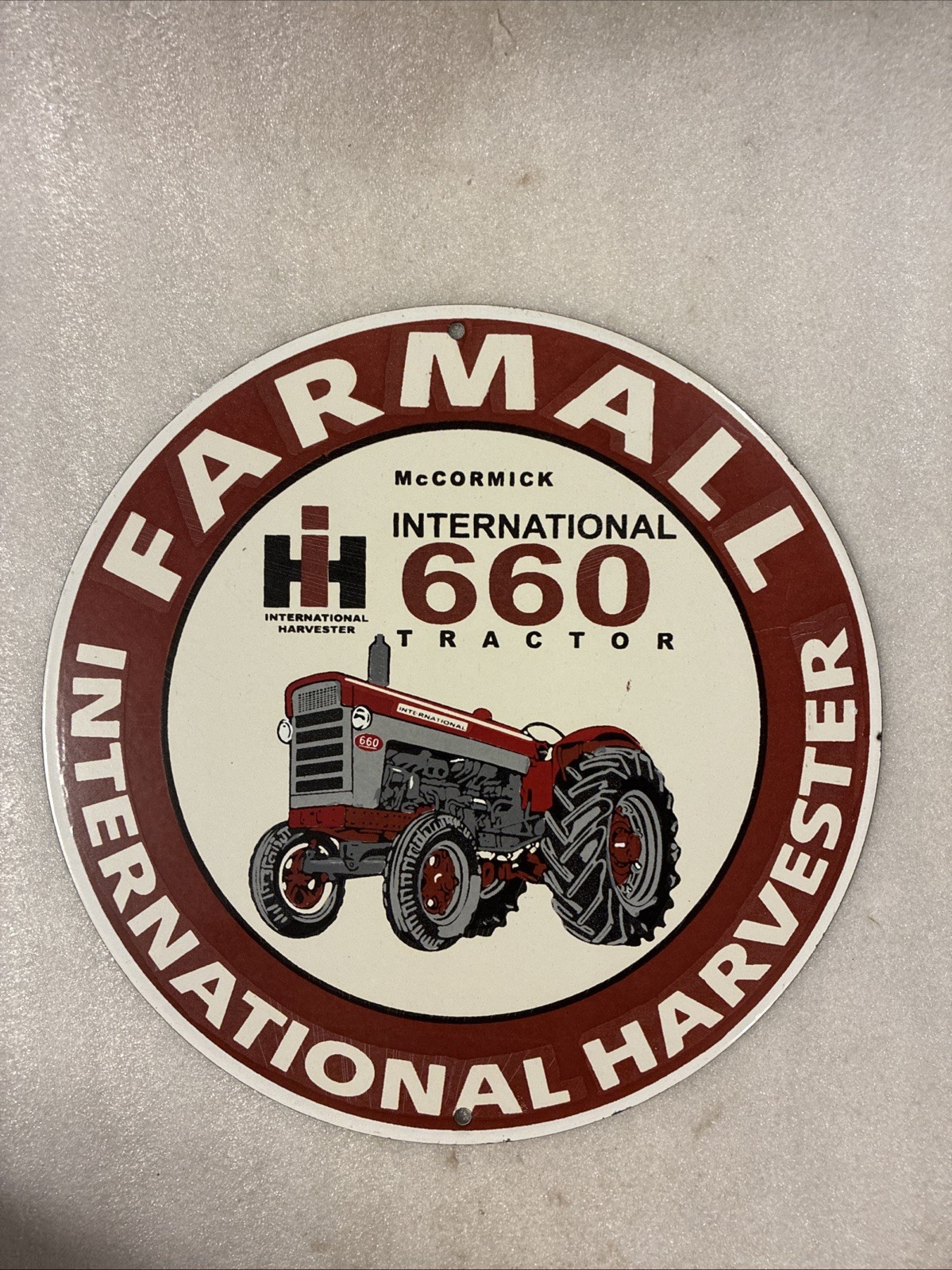 Vintage Farmall International Harvester Porcelain Sign IH 660 Tractor