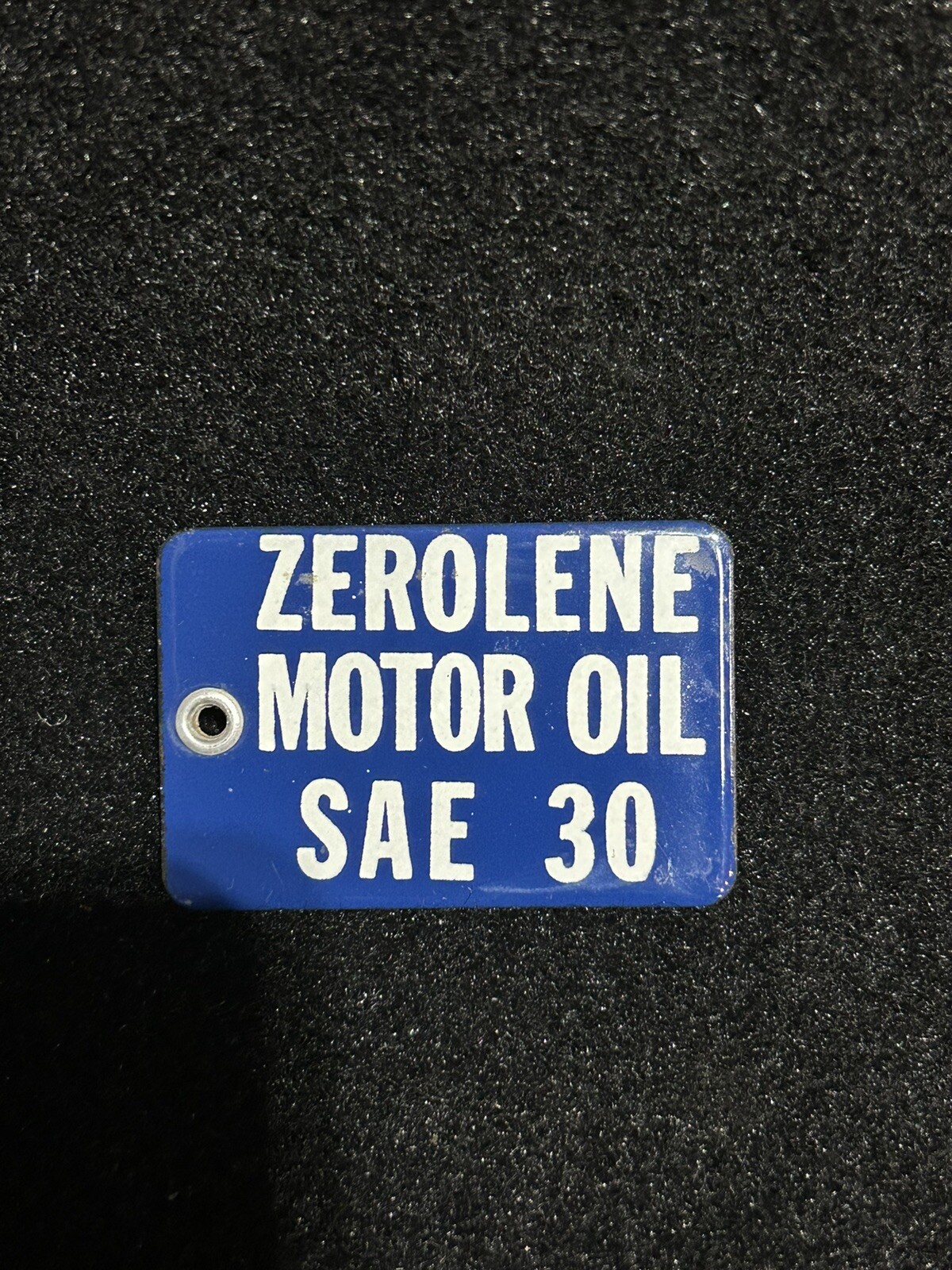 Original Zerolene Motor Oil SAE 30 Porcelain Barrel Tag Sign B2