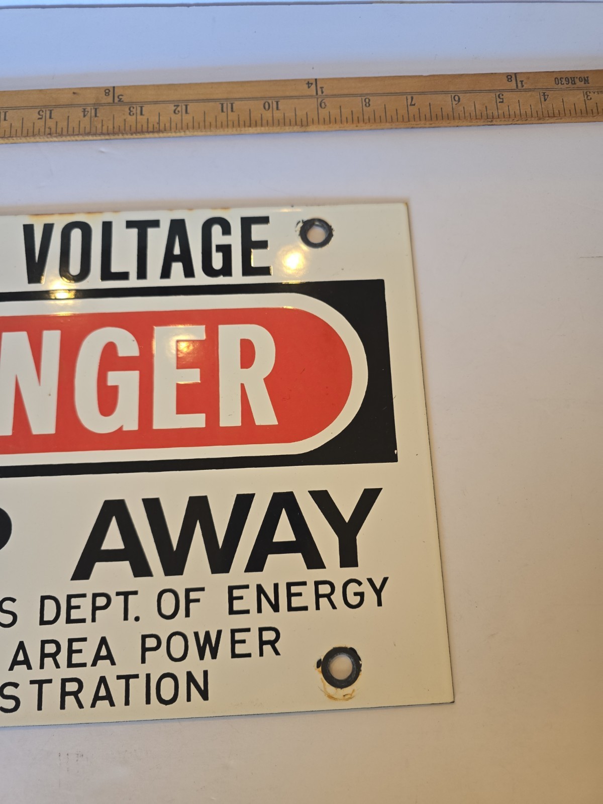 Original Porcelain HIGH VOLTAGE DANGER WESTERN AREA POWER ADMINISTRATION Sign