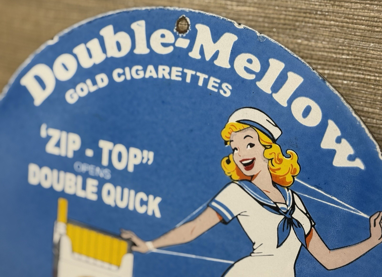 VINTAGE OLD GOLD CIGARETTES PORCELAIN SIGN PIN UP GAS STATION OIL CAMEL MARLBORO