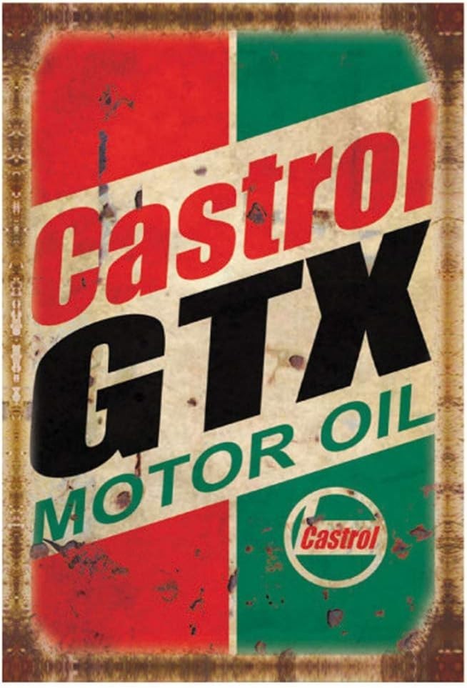 Retro Vintage Tin Metal Sign, Castrol Motor Oil, Wall Decor for Home Garage B…