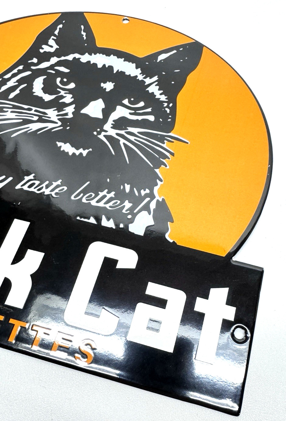 Vintage Black Cat Cigarettes – Porcelain Sign Heavy Steel – Tobacciana