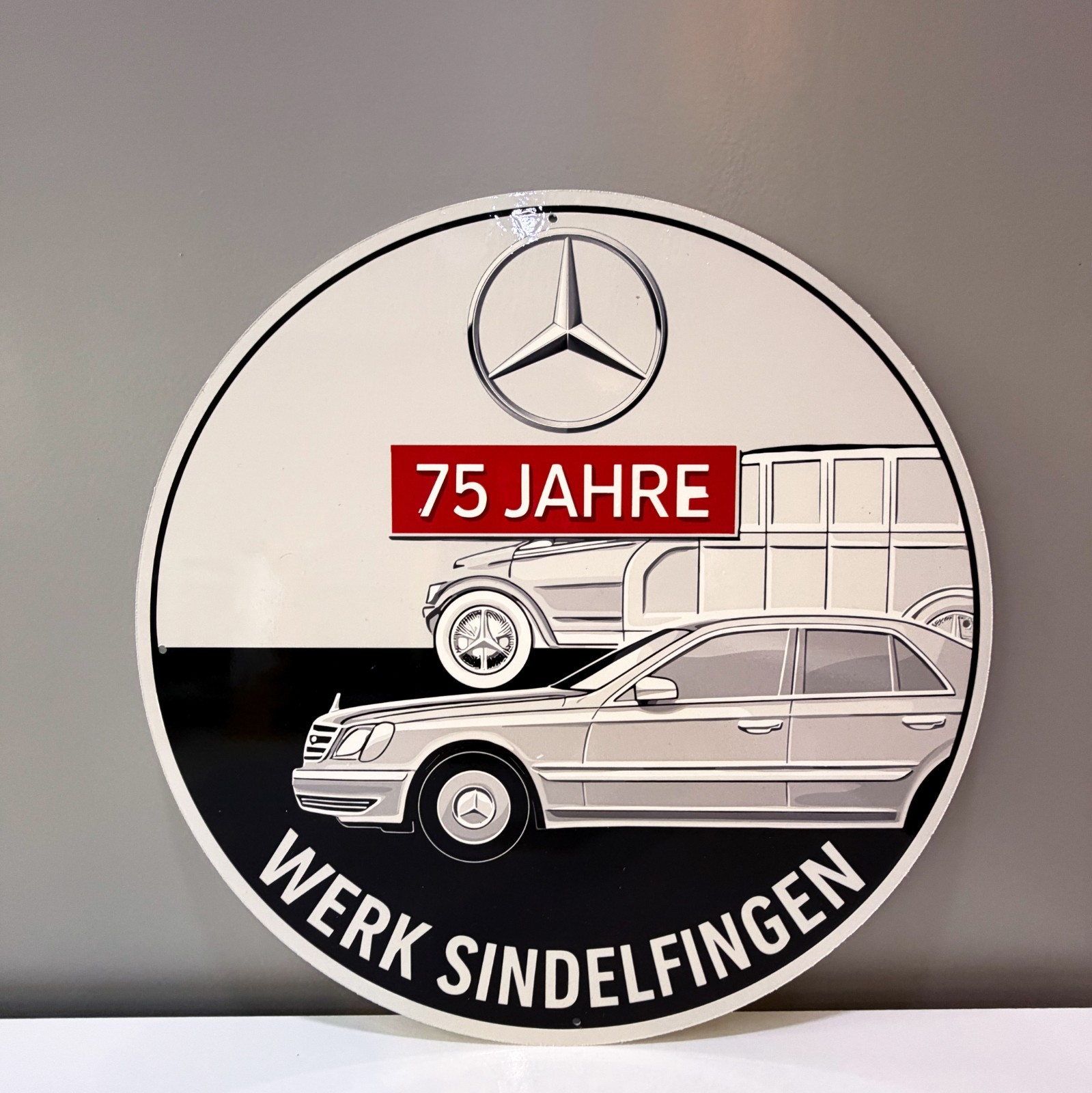 Mercedes-Benz 75 Jahre Werk Sindelfingen Vintage Heavy Metal Sign – 50 cm 19.7”