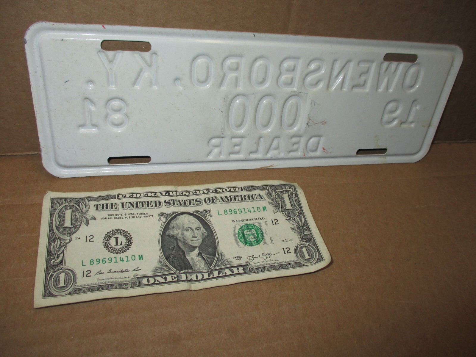 OWENSBORO KY — 000 Dealer Tag — OLD ORIGINAL VINTAGE SIGN – 1981 License PLATE