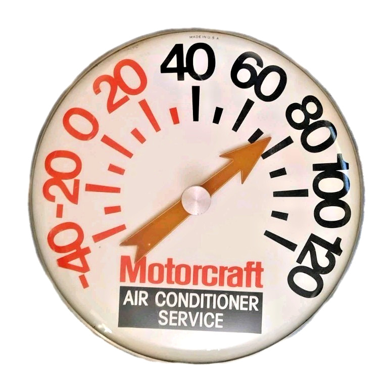 18” MOTORCRAFT AIR CONDITIONER SERVICE FORD GAS OIL THERMOMETER SIGN