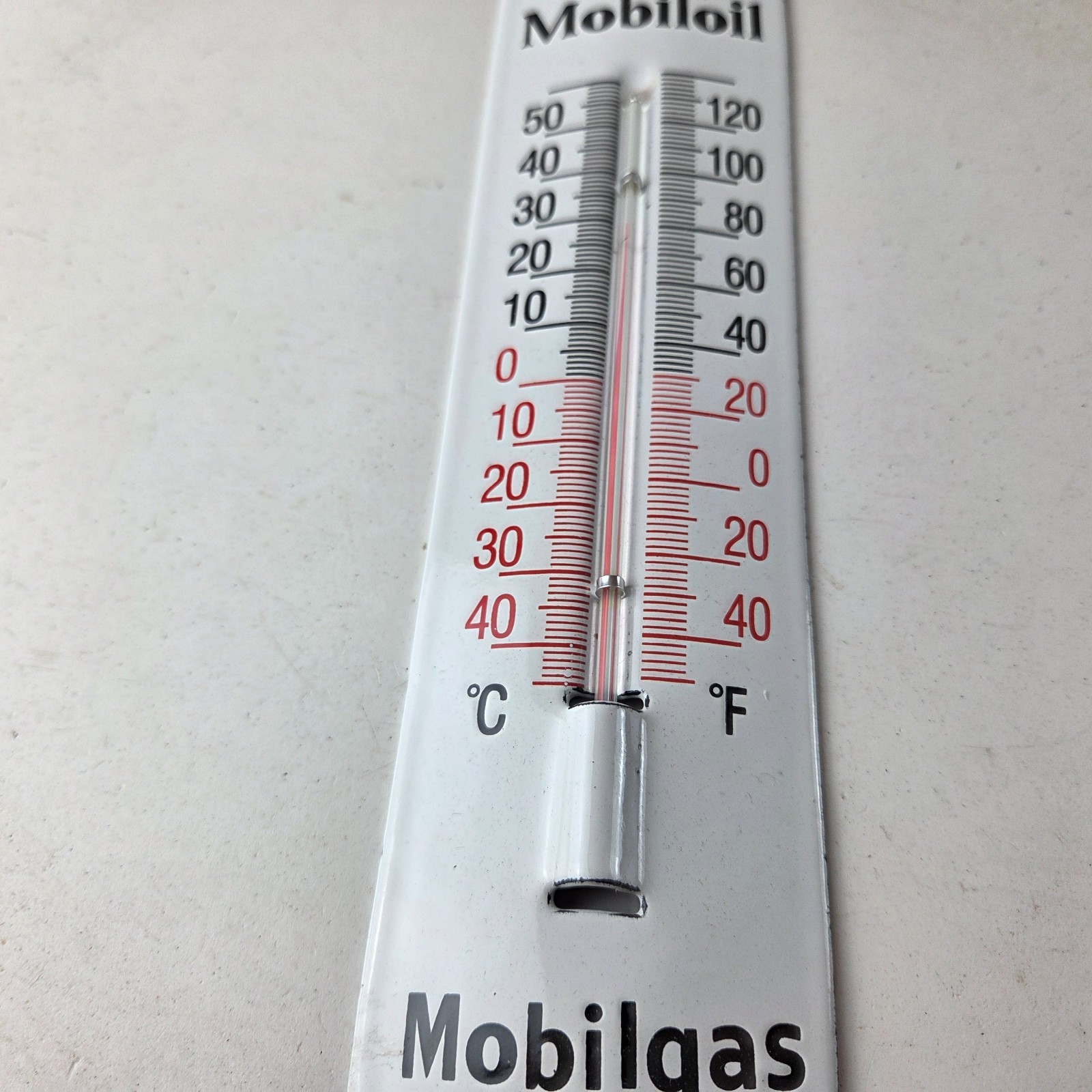 Vintage Mobilgas Sign – Gas Service Pump Ad Sign on Porcelain Thermometer