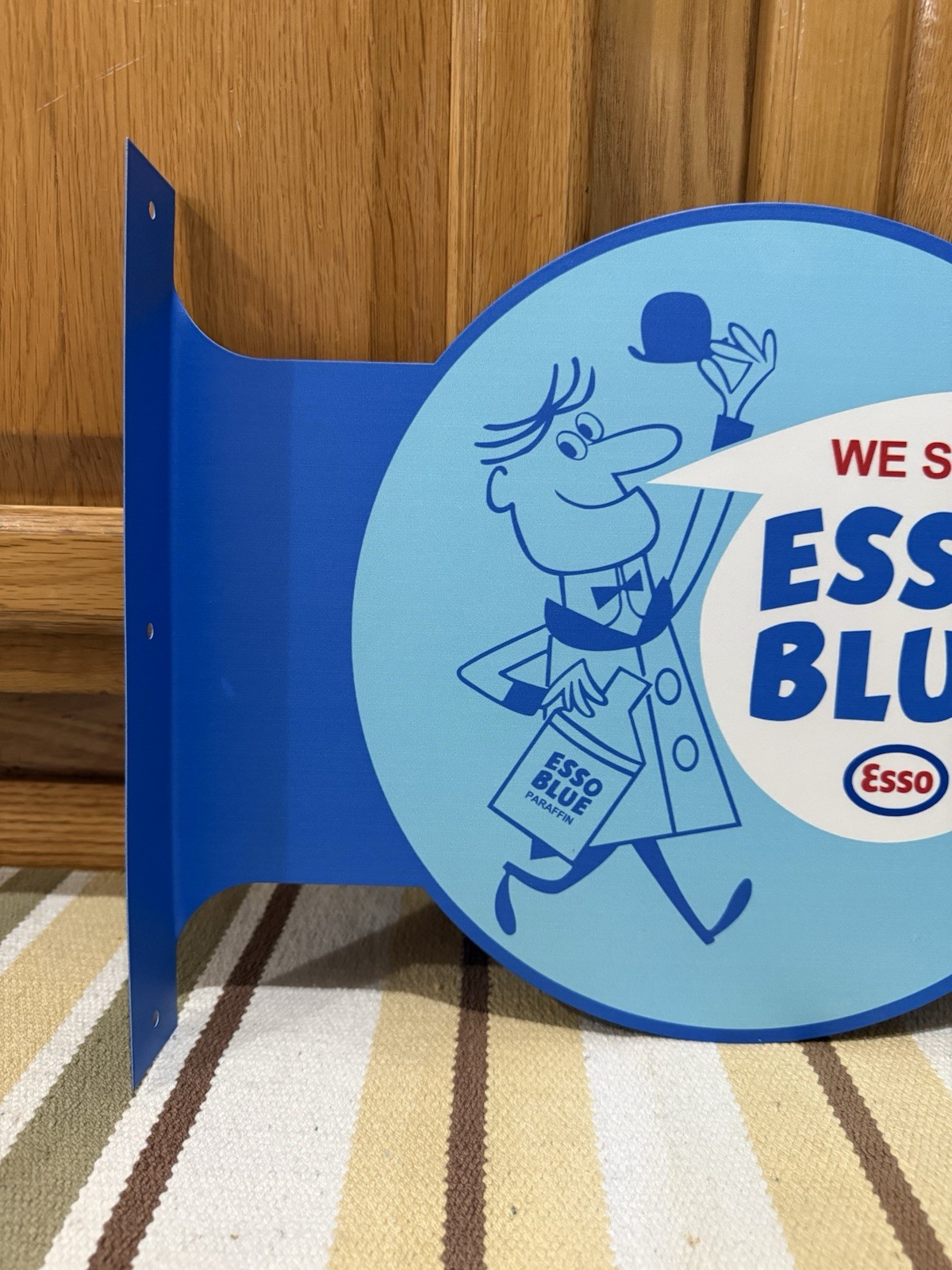 Esso Blue Flange Sign We Sell Sold Here Gas Oil Garage Vintage Style Wall Decor