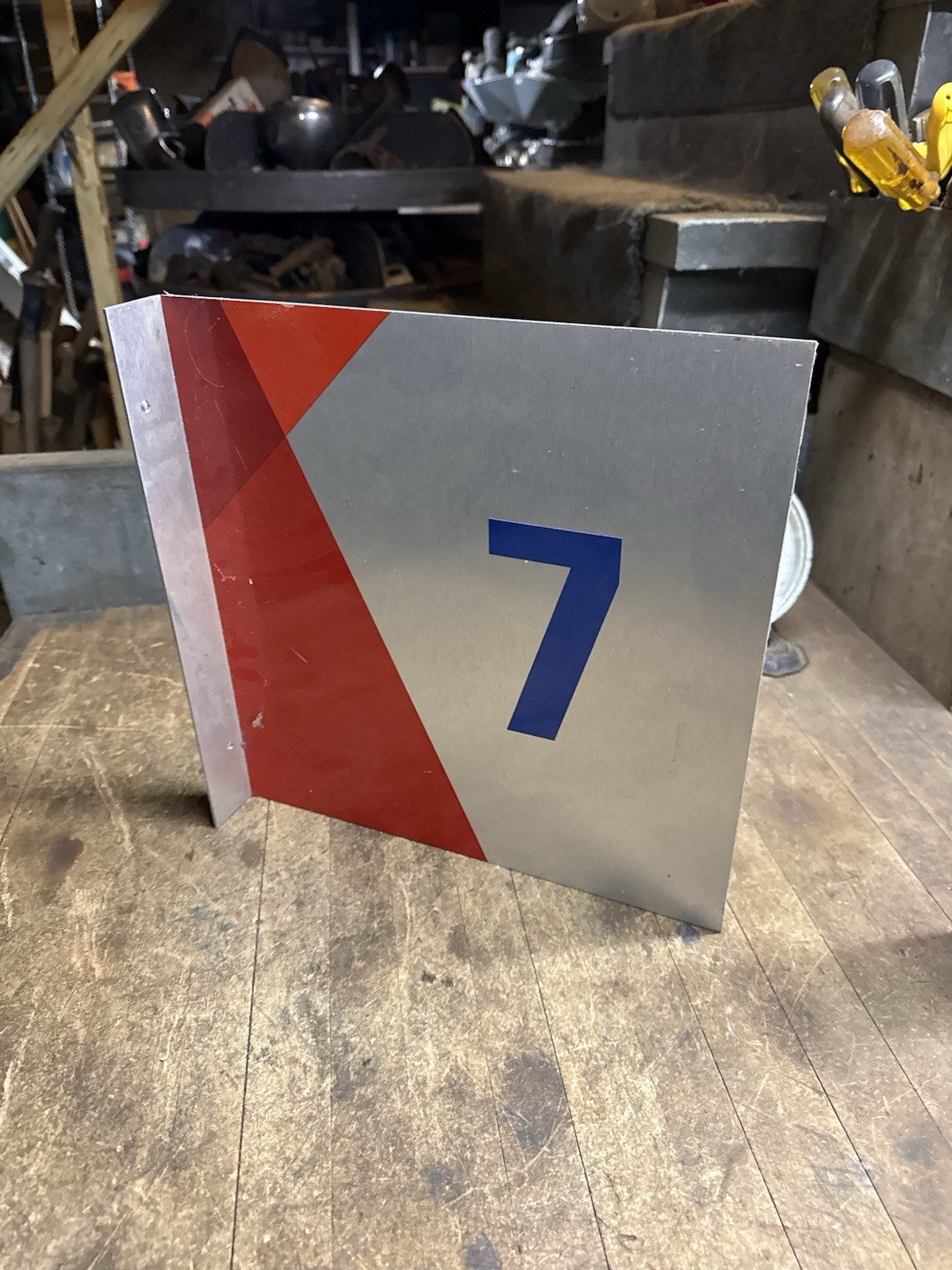 New NOS Gas Pump Fuel Citgo No 7 Seven Station Number Marker Metal Flange Sign