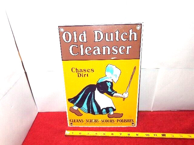 9 x 13 in OLD DUTCH CLEANSER CANADA & U. S. A. ADV. SIGN DIE CUT METAL #S 168