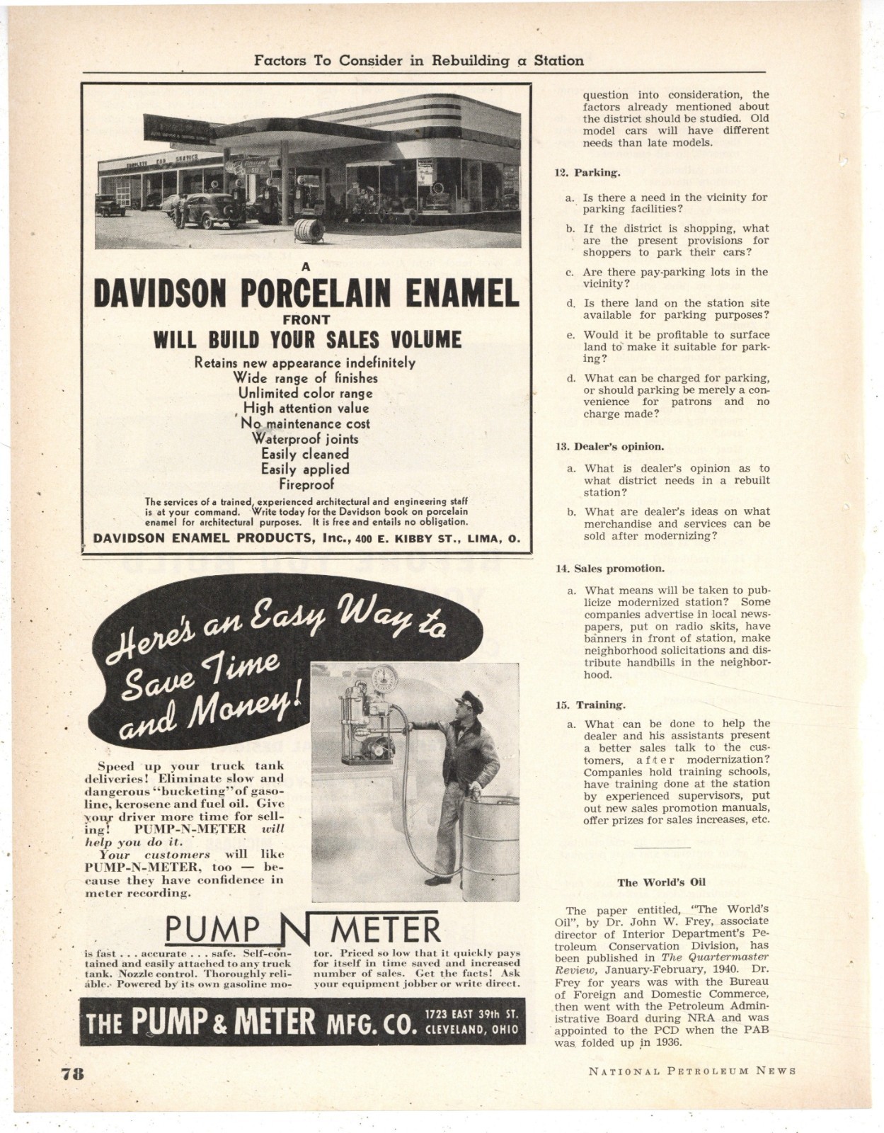 1940 Ads F&B of Pg: STEFCO Steel Products & Davidson Designed Prefab Gas Station