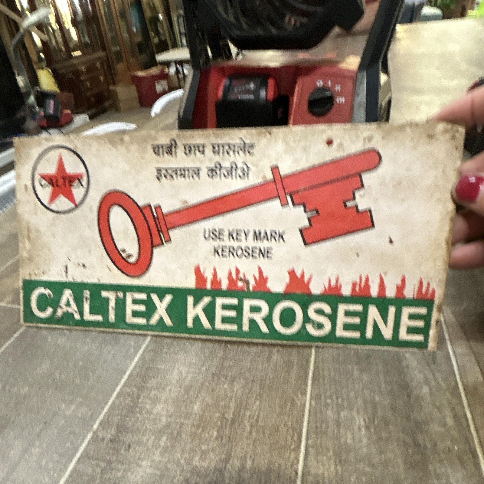 Caltex Kerosene Key Mark Gas & Oil Advertising Sign – Green White Red