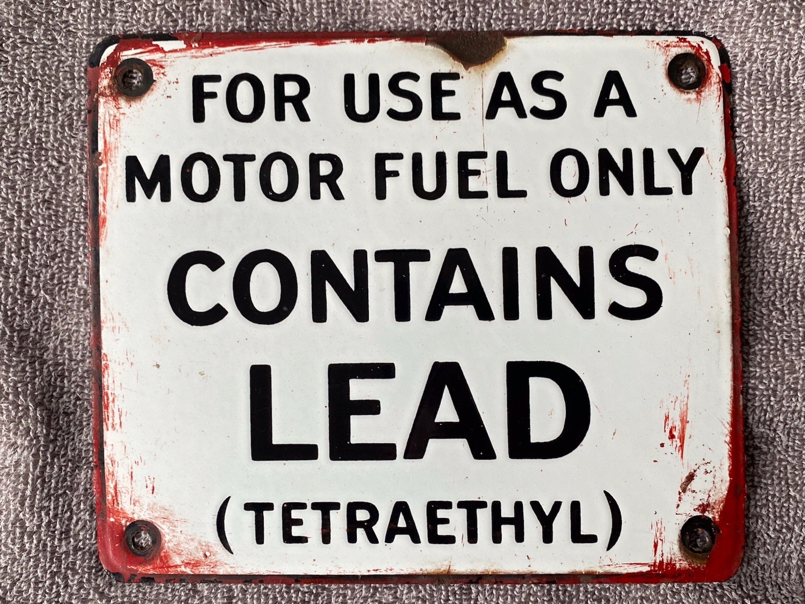 RARE INGRAM-RICHARDSON ORIGINAL LEAD GAS PORCELAIN SIGN~WITH ORIG. LABEL~IN VGC