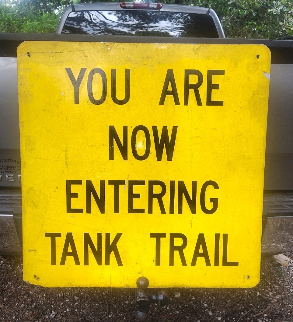 Vintage Rare 3’x3′ US Army Fort Benning Retired Tank Trail Reflective Alu. Sign