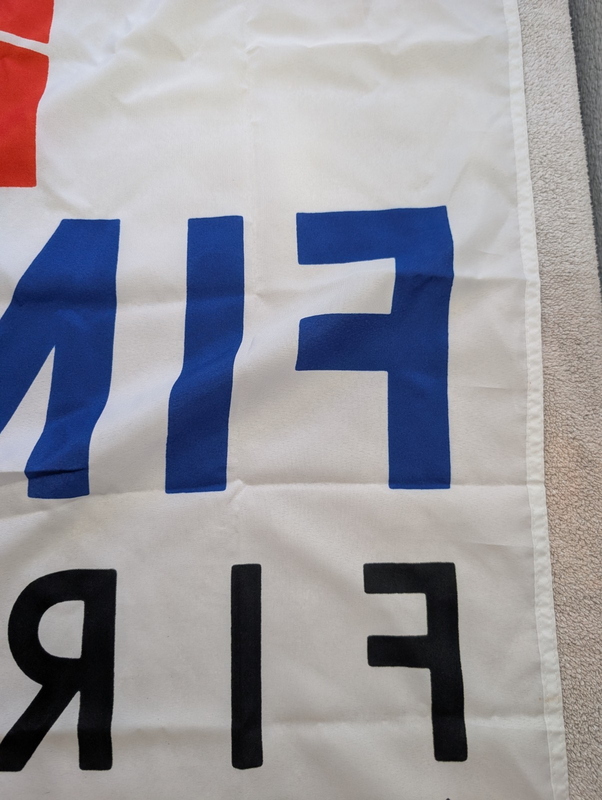 Rare Fina First Motor Oil Advertising Flag Pit Lane Racing Collectible Banner