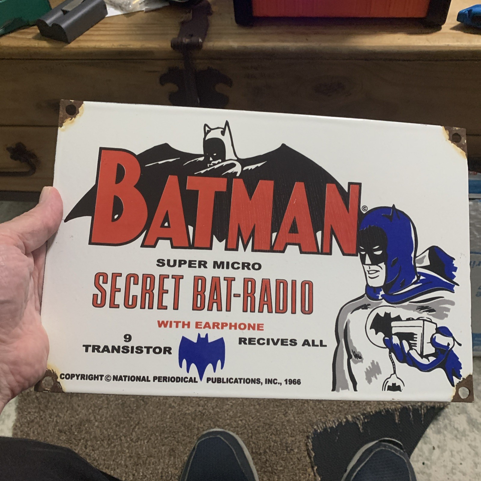Batman Secret Bat Radio – Batman Porcelain Sign Heavy Large 11 x 8 Inch Sign