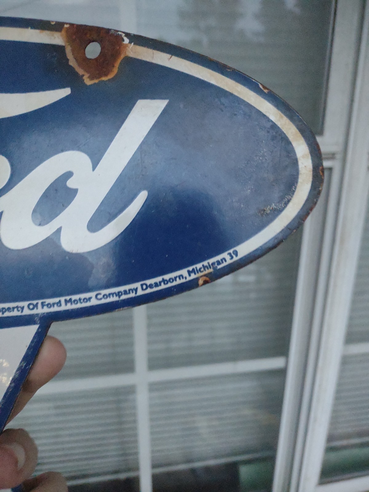 Vintage Ford Sign – Porcelain Metal V8 Automobile Parts Gas Oil Pump Sign