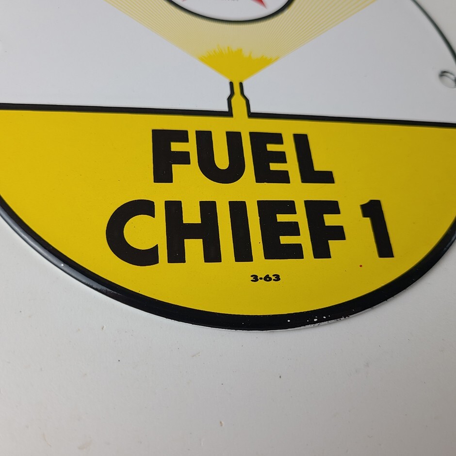 Vintage Texaco Gasoline Sign – Fuel Chief 1 Gas Pump Plate Porcelain Sign