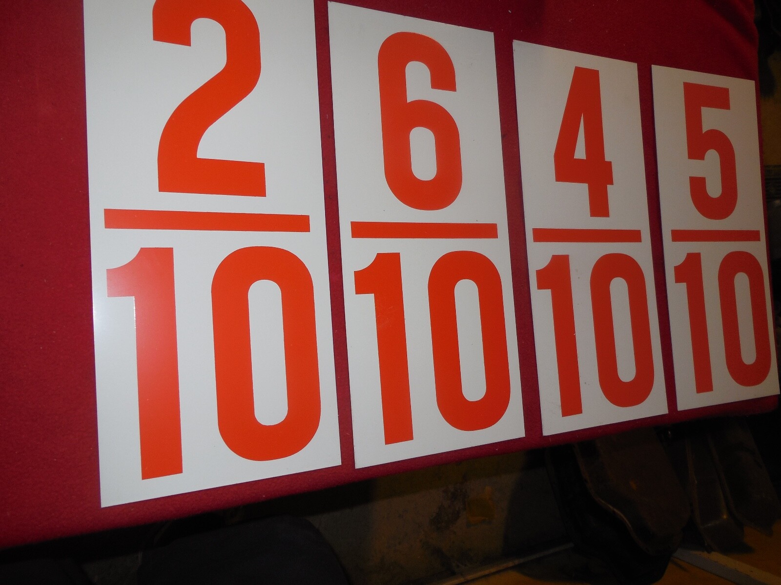 Vintage gas station price board numbers 2 sided red and white 16″ x 6 ” Man Cave