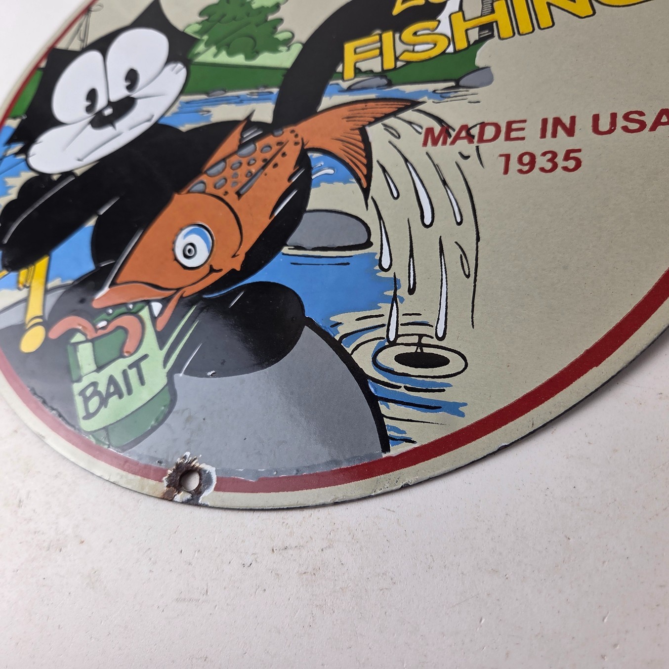 Vintage Rapala Fishing Lures Sign – Felix the Cat Porcelain Gas Pump Plate Sign