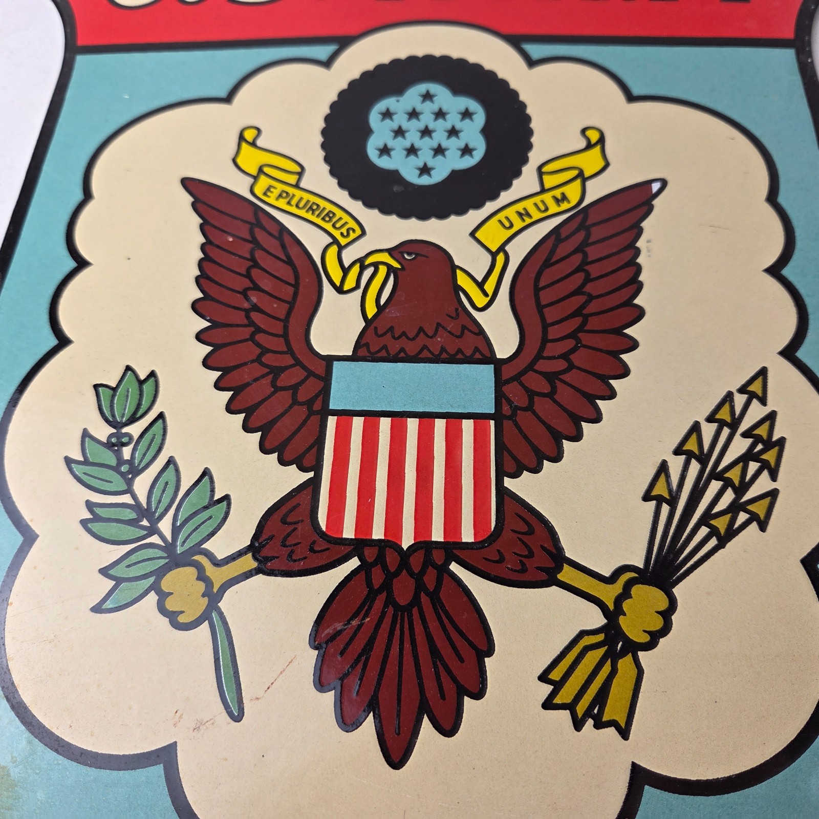 Vintage US Army Sign – Gas Pump American Shield Porcelain Sign