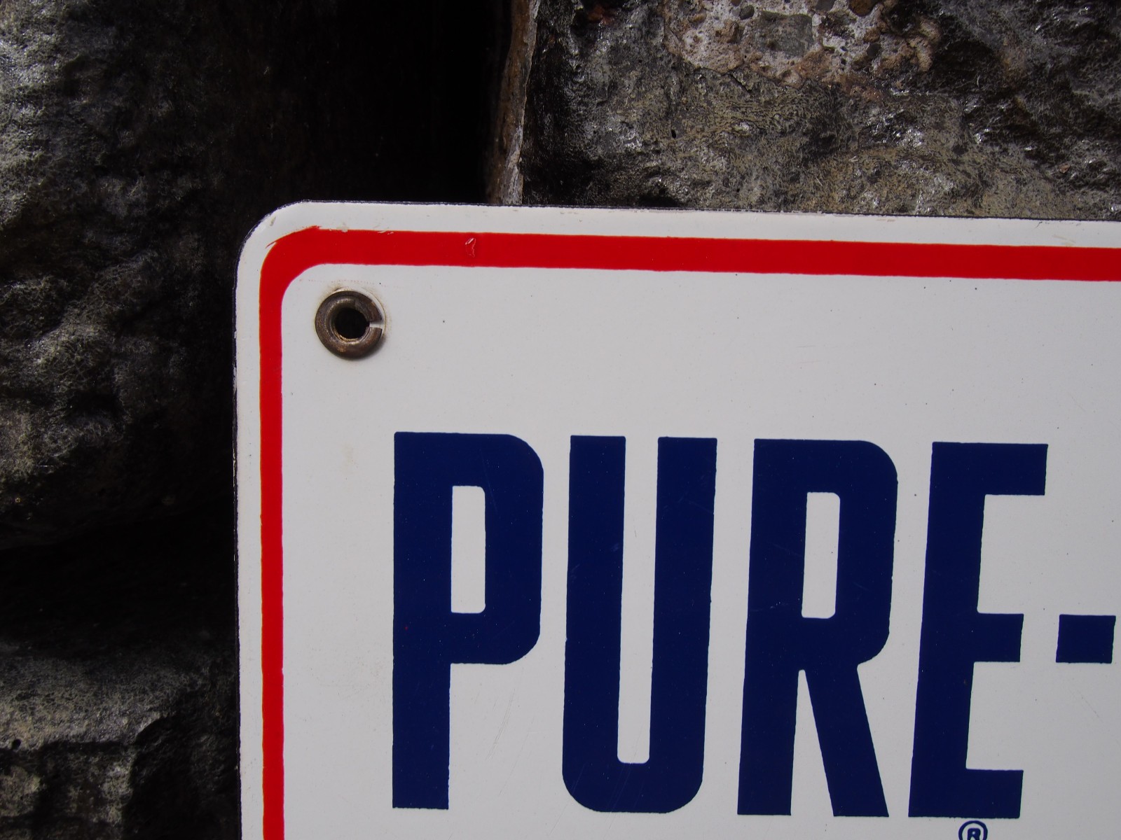 Vintage 1948 Pure-Pep Regular Gasoline Porcelain Pump Plate Sign 12”Pure Oil