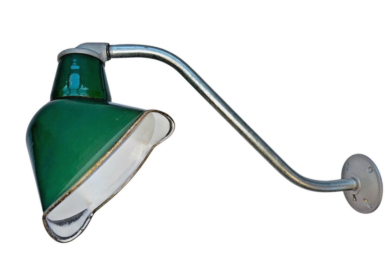 PAIR 1940s 9×11 Silva-King Green Porcelain Pole Sign Light Gas Station Vintage