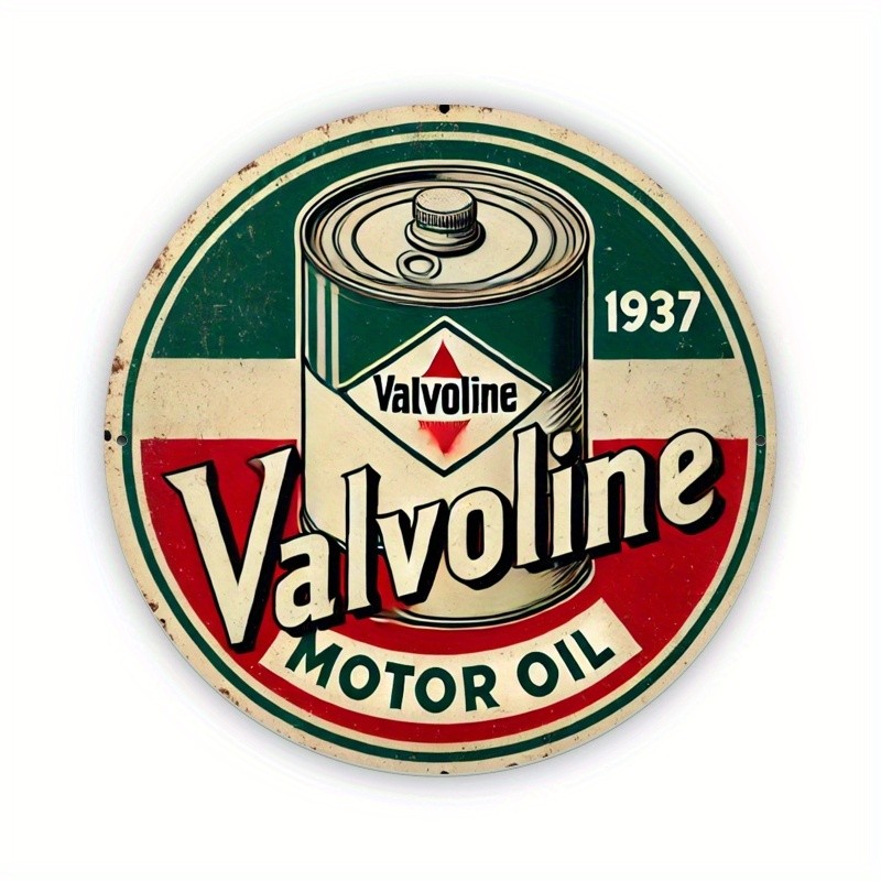 8×8 inches 1pc Iron Valvoline Motor Oil Vintage Tin Metal Signs, Art Deco Style