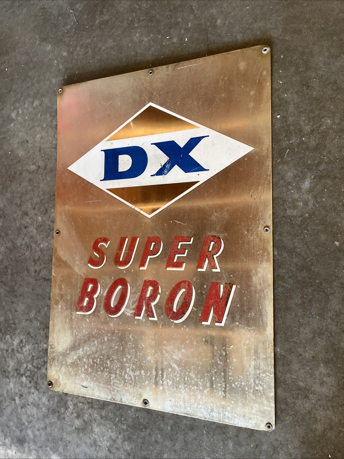 Vintage Original DX Pump Plate 26″ X 18.5 ” Super Boron