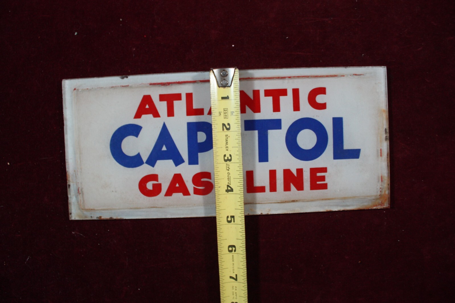 ** VINTAGE ATLANTIC CAPITAL GASOLINE SIGN WAYNE GAS PUMP PLATE LENSE SURVIVOR **