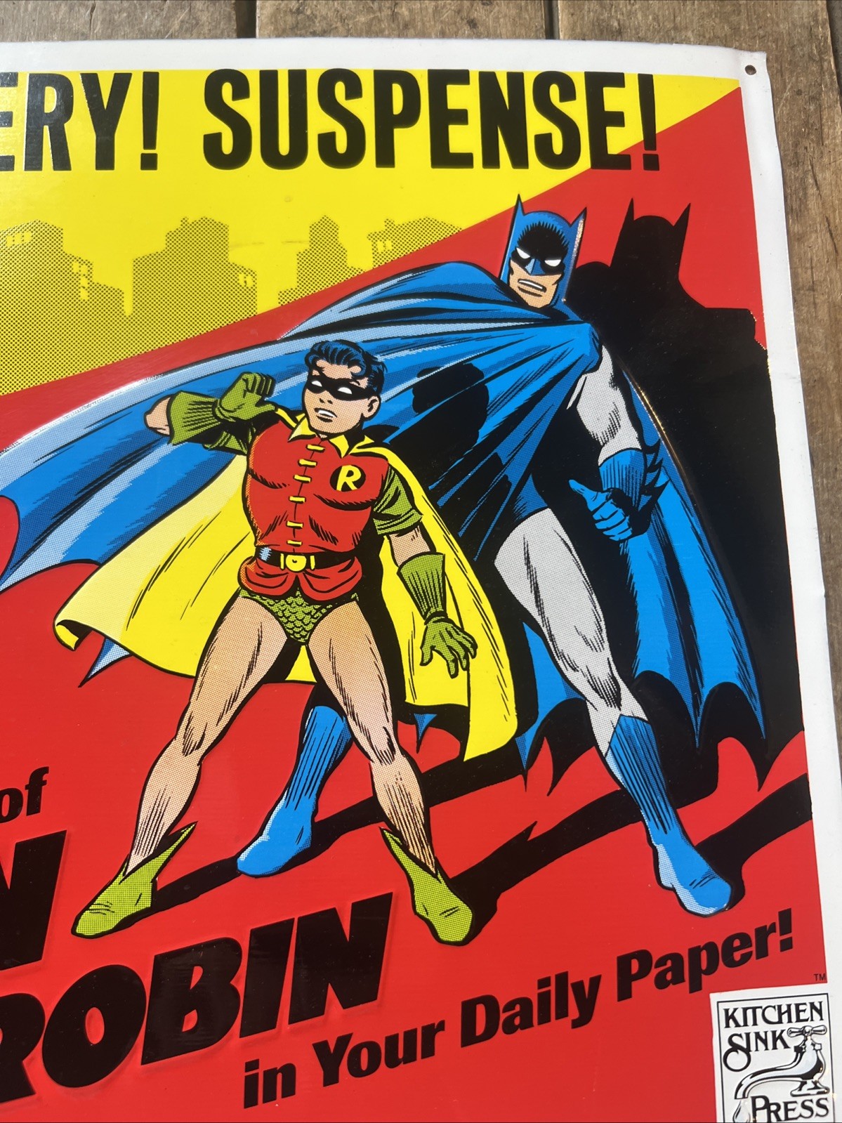 1990 BATMAN and ROBIN – DC Comics – Kitchen Sink Press – Metal sign Advertising
