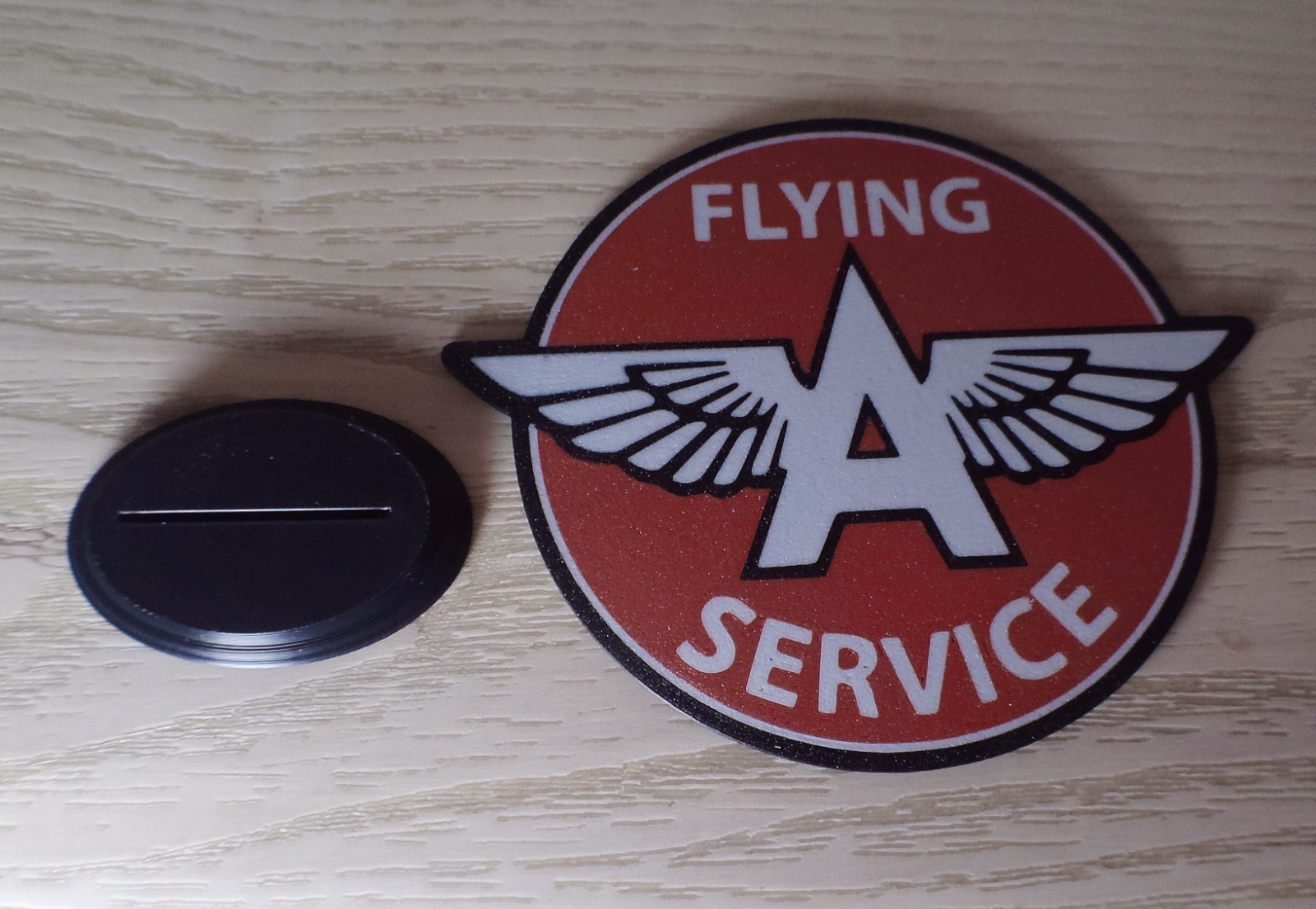 FLYING A SERVICE desktop sign with removable base almost 5 inches tall