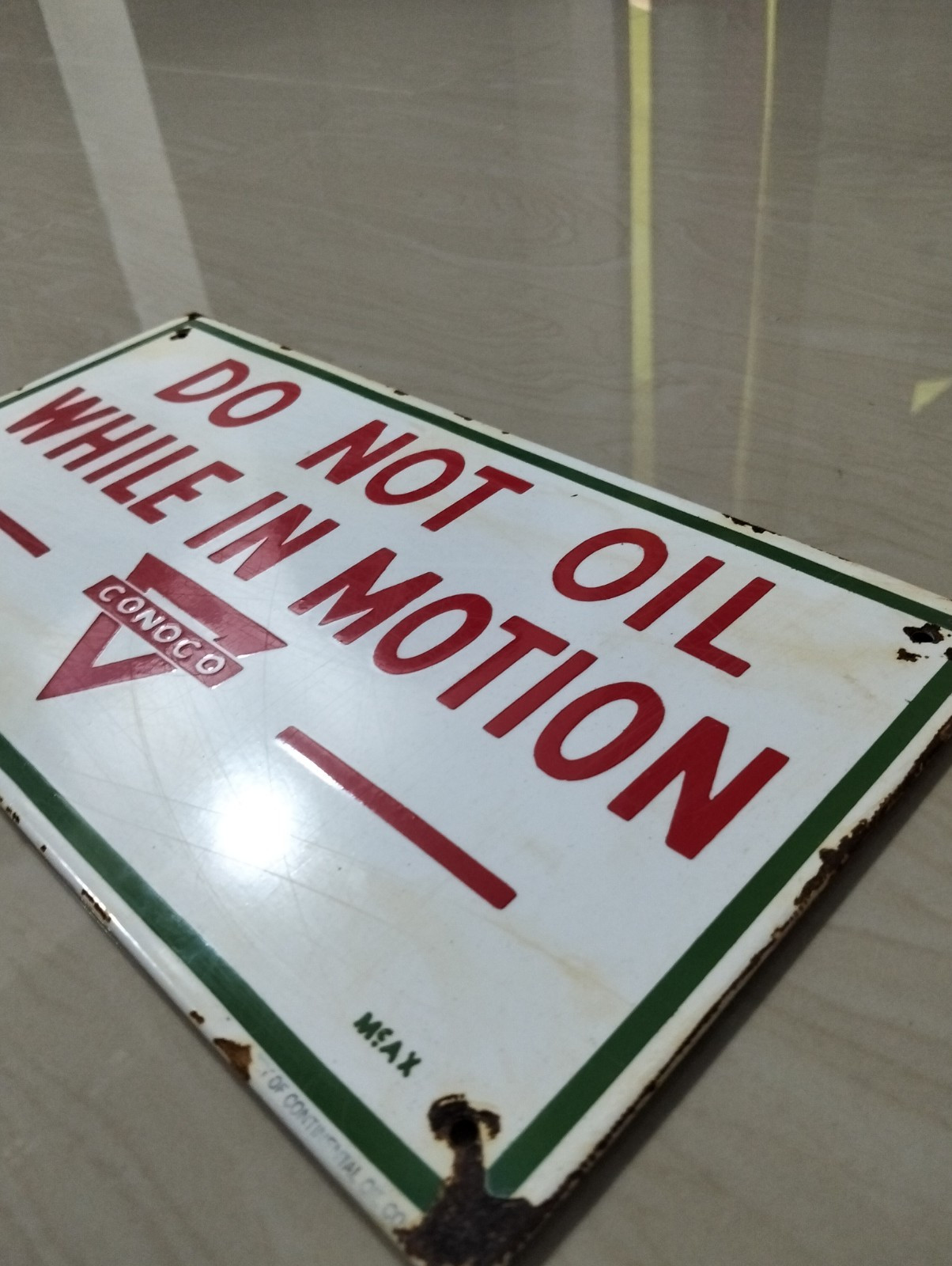 Do Not Oil While In Motion Sign Board Conoco Not Porcelain Enamel 30×16 Cm