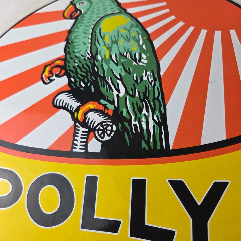 Vintage Polly Motor Oil Sign – Porcelain Premium Gasoline Pump Sign