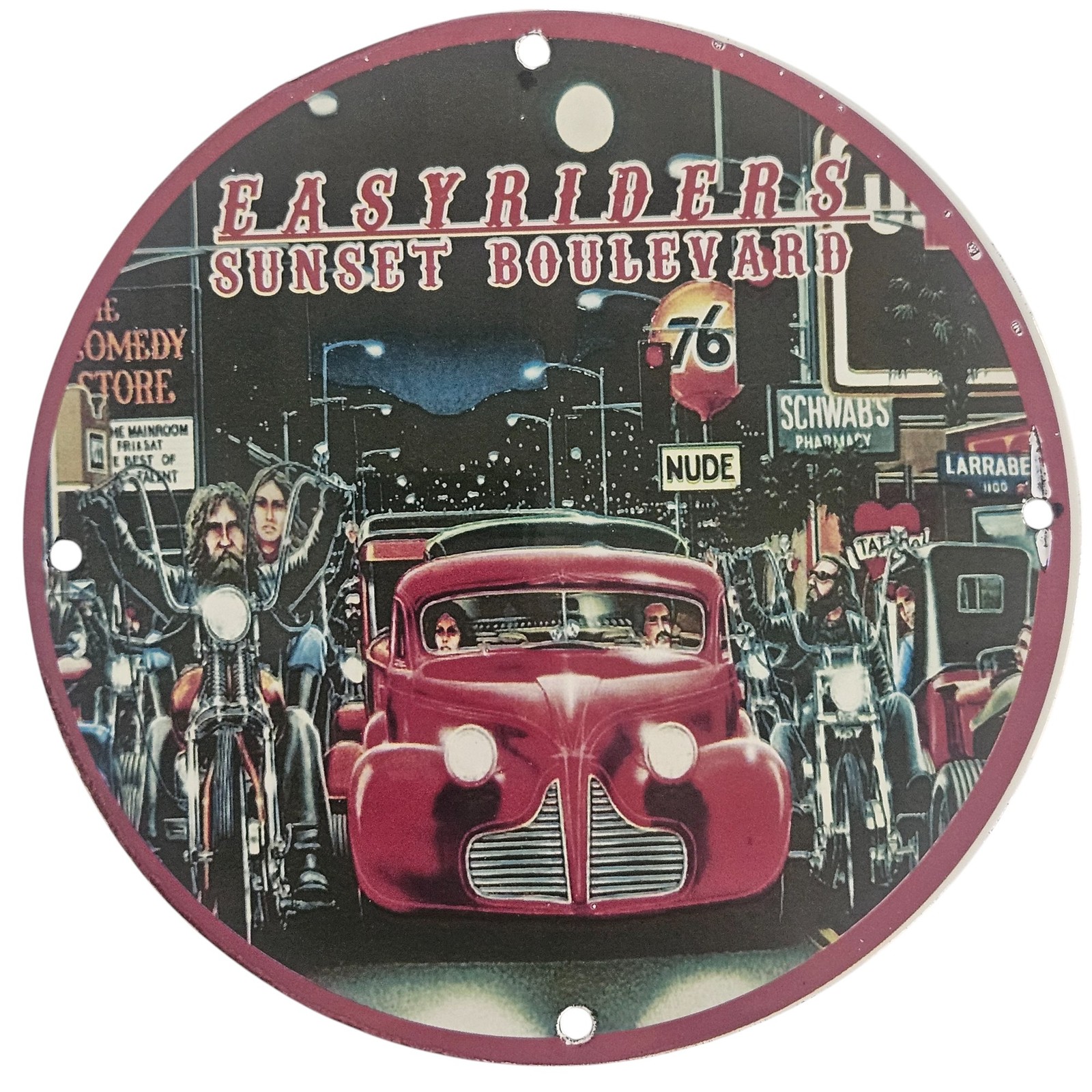 Vintage Easyrider’s Sunset Boulevard Porcelain Sign – Iconic Motorcycle Culture