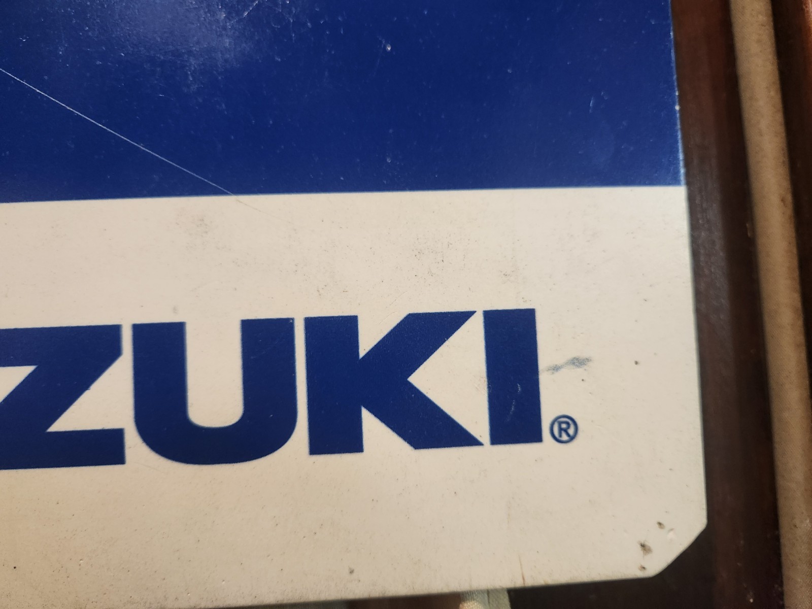 VINTAGE ORIGINAL SUZUKI DEALERSHIP FACTORY SERVICE SIGN THICK PLASTIC VERY NICE