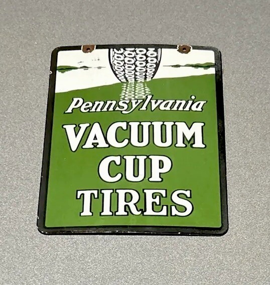 VINTAGE 12” PENNSYLVANIA TIRE PORCELAIN SIGN CAR GAS TRUCK AUTO OIL