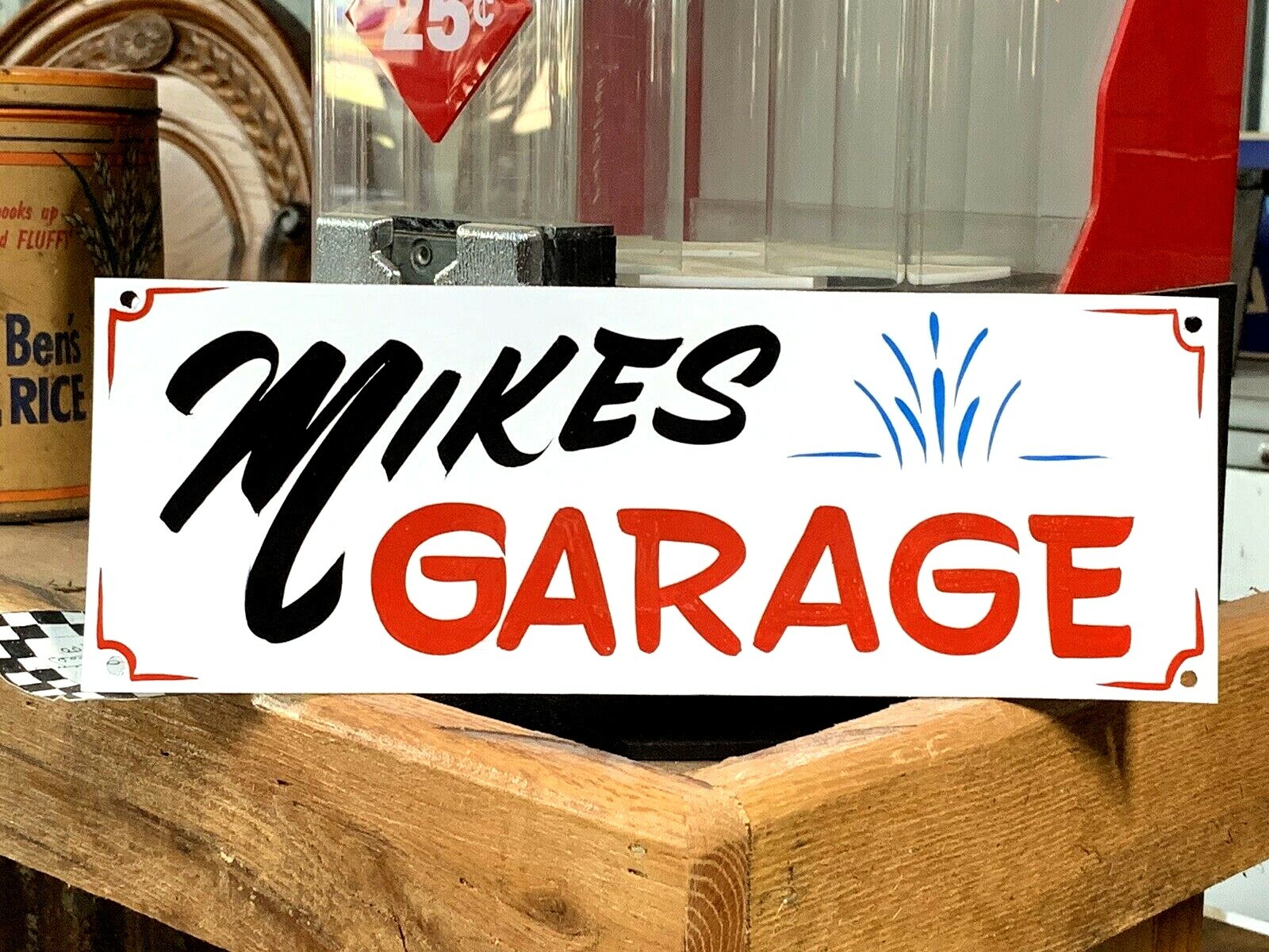 Personalized Mikes Garage HOT ROD Hand Painted Man Cave SHOP Chevy Car SIGN