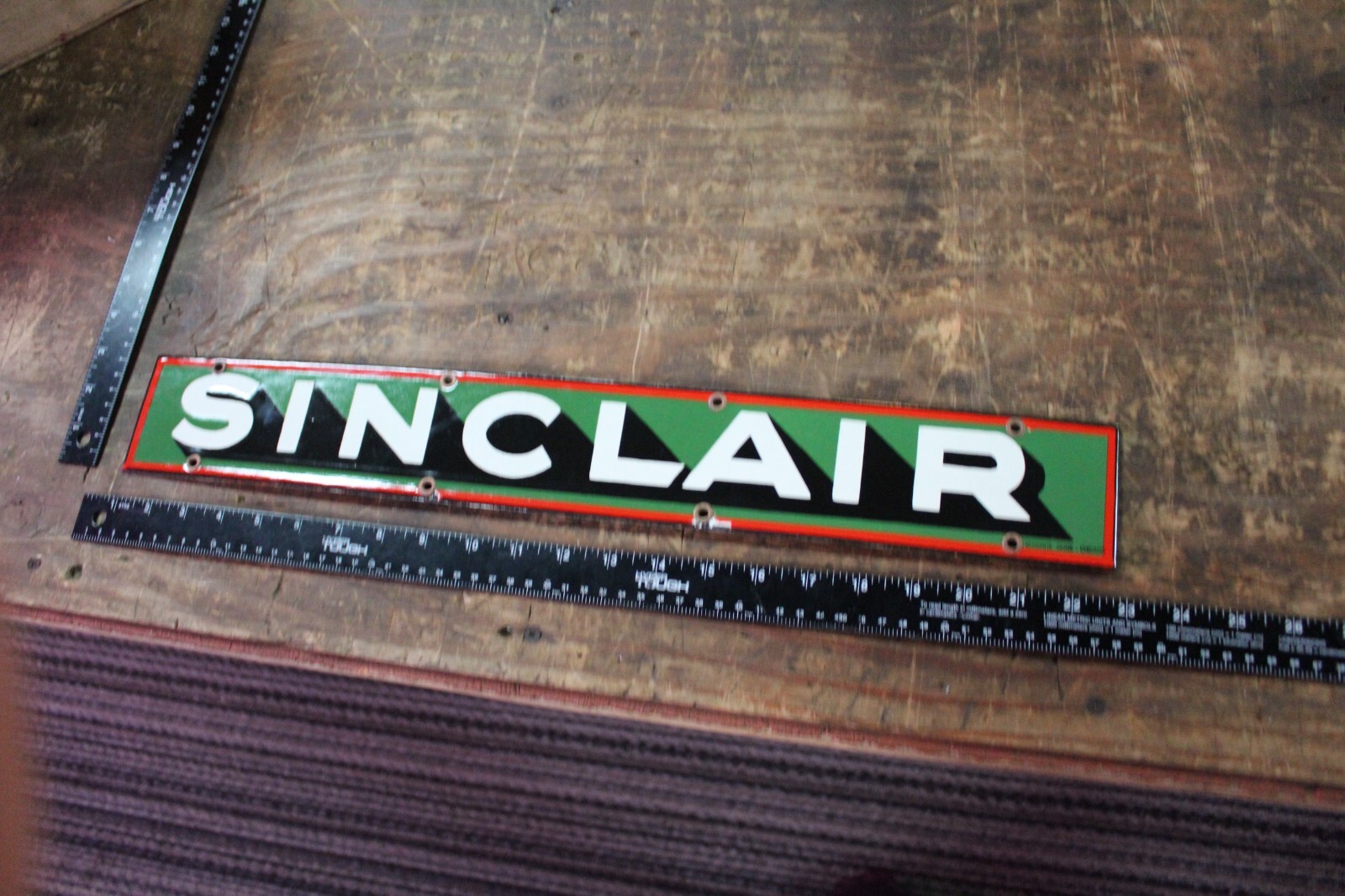 SINCLAIR GASOLINE SERVICE STATION DEALER PORCELAIN METAL SIGN GAS OIL FORD CHEVY