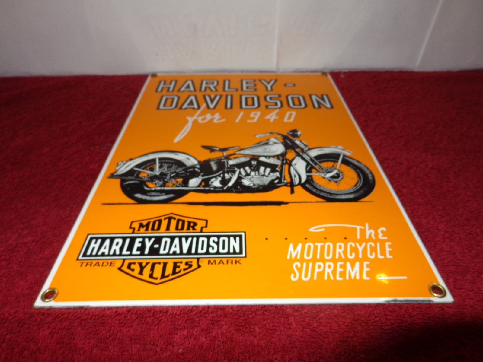 8 x 11 in HARLEY DAVIDSON MOTORCYCLES ADV. SIGN HEAVY METAL PORCELAIN – S 338A