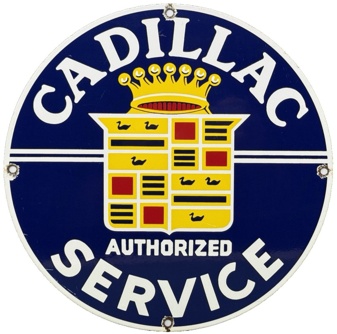 VINTAGE CADILLAC PORCELAIN SIGN DEALERSHIP SERVICE GAS STATION MOTOR OIL