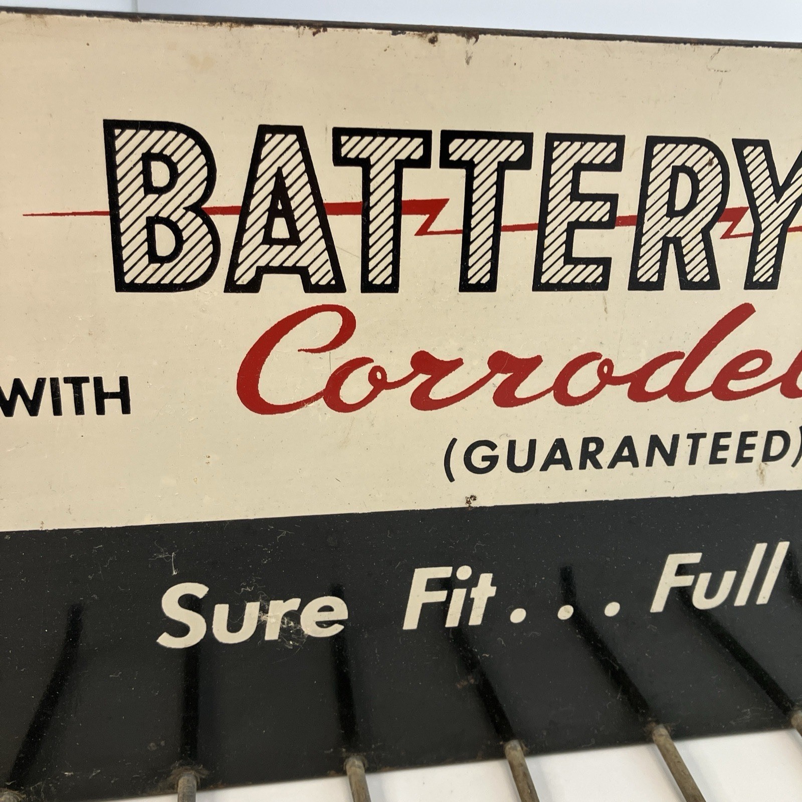 Vintage Bowes Seal Fast Battery Cables Advertising Sign Display Rack with Hooks