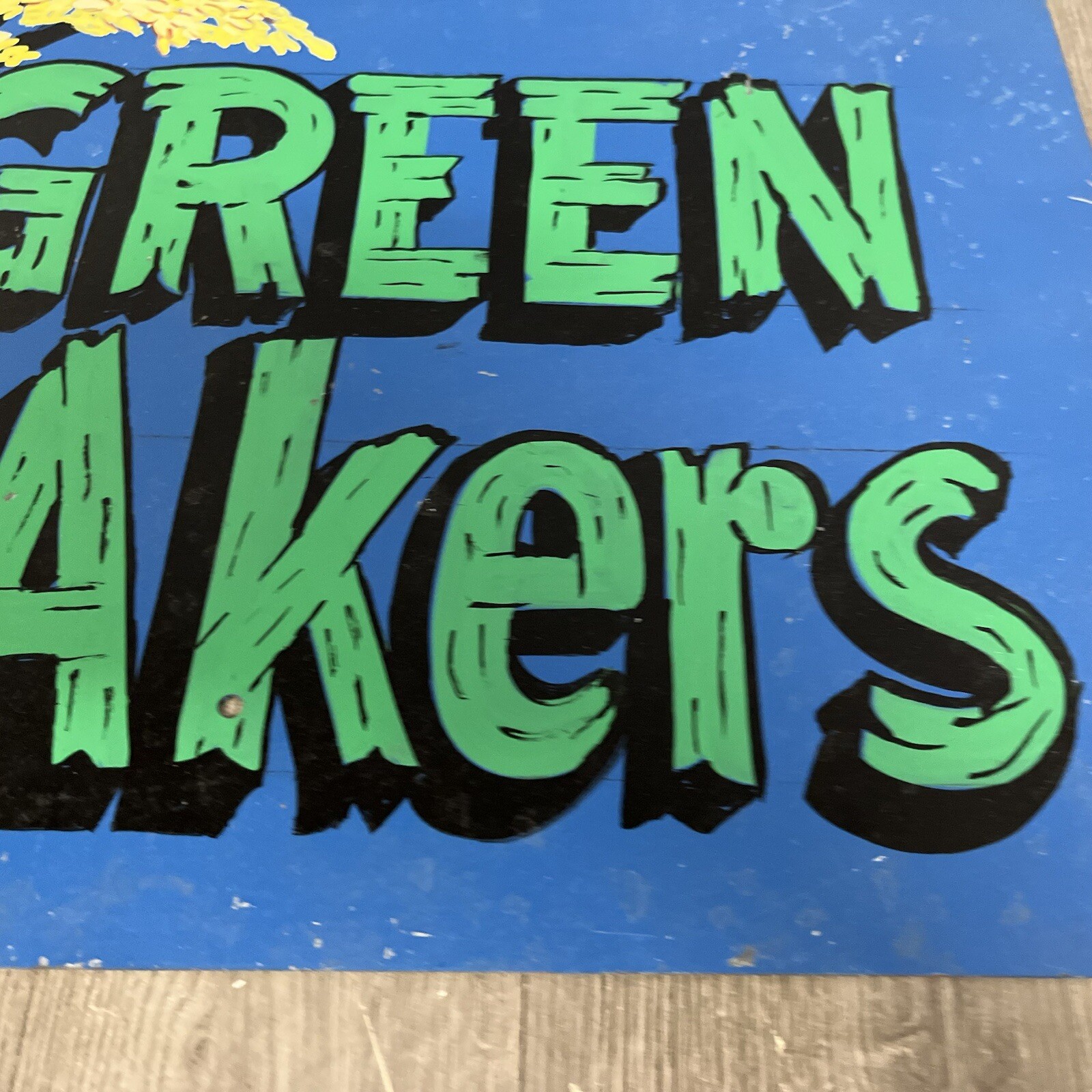 Vintage Green Akers (acres) Sign Hand Painted Folk Art Garden Greenhouse 16″x12″